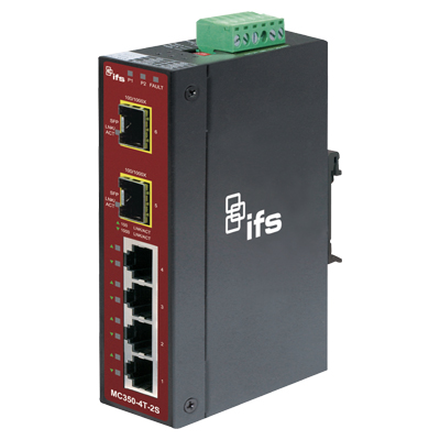 IFS MC350-4T-2S Fibre optics, telemetry receivers, transmitters, transceivers IFS MC350-4T-2S 4-port industrial media converter