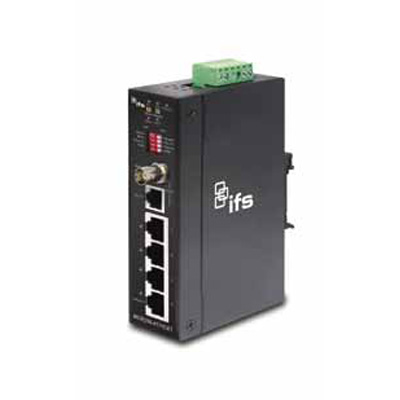 IFS MC250 4T 1CXT CCTV transmission system IFS MC250 4T 1CXT 4-Port Ethernet to Coax Industrial Media Converter