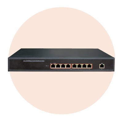 Hanwha Techwin SWT-P-81-240 CCTV switcher Hanwha Techwin America SWT-P-81-240 8 Port PoE+ Switch