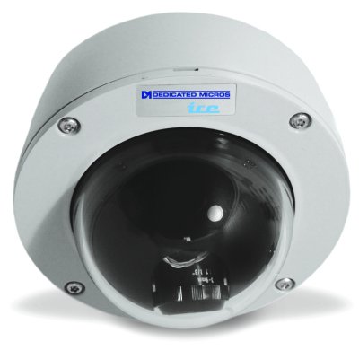 Dedicated Micros DM/ICEVC-OHYPER HyperDome camera with outdoor surface mount and WDR