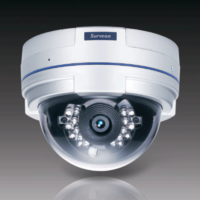 Surveon CAM4210 IP Dome camera Surveon CAM4210 dome camera with built-in IR illuminators
