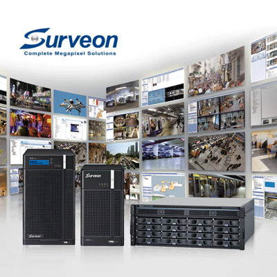 Surveon EMR9000 iSCSI Network Video Recorder (NVR) Surveon showcases its EMR Series - megapixel hardware RAID NVR solutions optimised with Milestone XProtect®